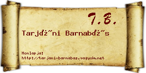 Tarjáni Barnabás névjegykártya